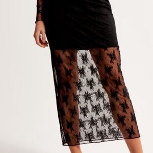 Abercrombie & Fitch Black Sheer Lace Midi Skirt